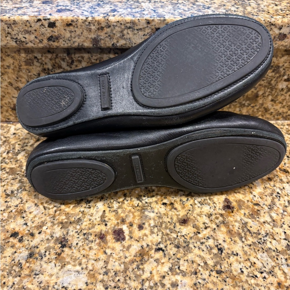 Tory Burch Black Leather Minnie Travel Ballet Flats Size 7 - Picture 7 of 7